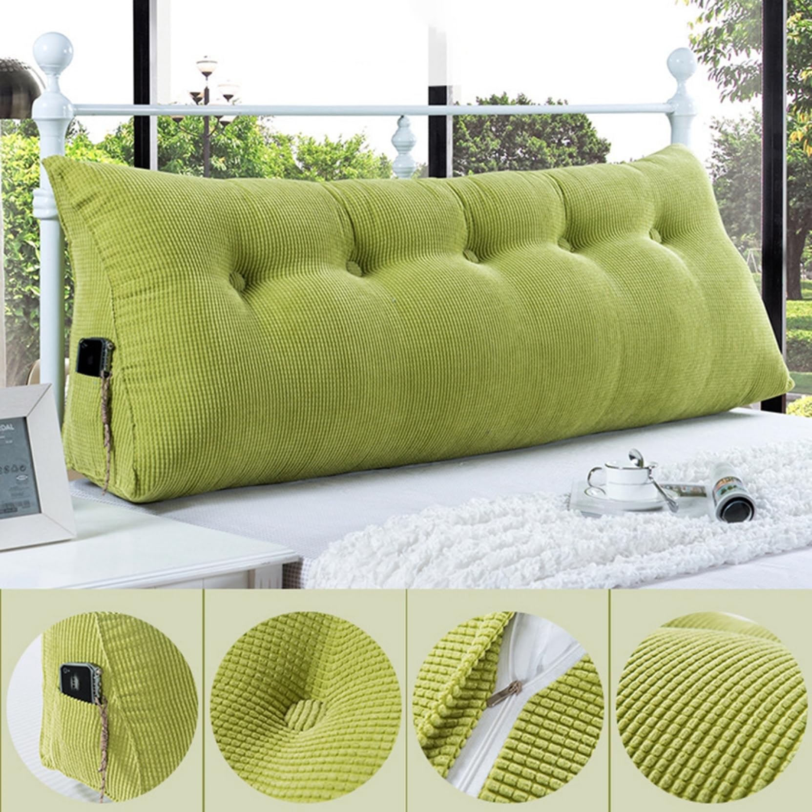 Amazon｜三角クッション コーデュロイ ヘッドボードクッション ダブル